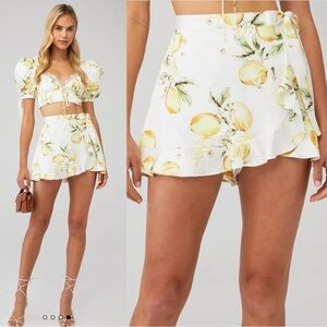 FOR LOVE & LEMONS NATALIA WRAP SKORT SMALL LIMONADA | Poshmark