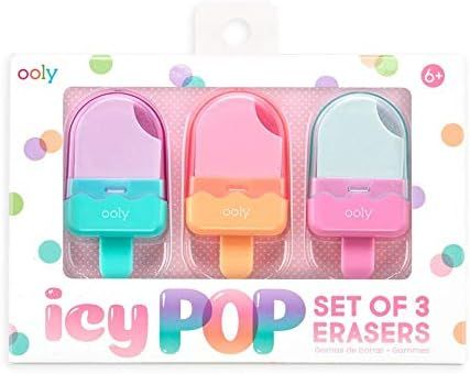 OOLY, ICY Pop Eraser 2.0, Pop Cap Off to Reveal The Eraser, Vibrant - Set of 3 | Amazon (US)