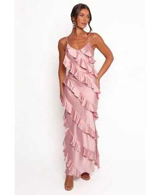 Women's Ciao Ruffles Maxi Satin Dress | Macy's