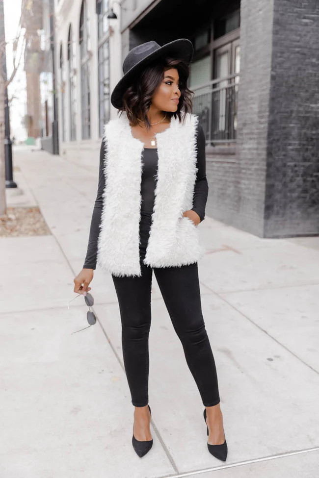 The Best Compliments Fur Cream Vest | The Pink Lily Boutique