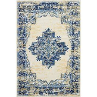Grafix White 6 ft. x 9 ft. Persian Farmhouse Area Rug | The Home Depot