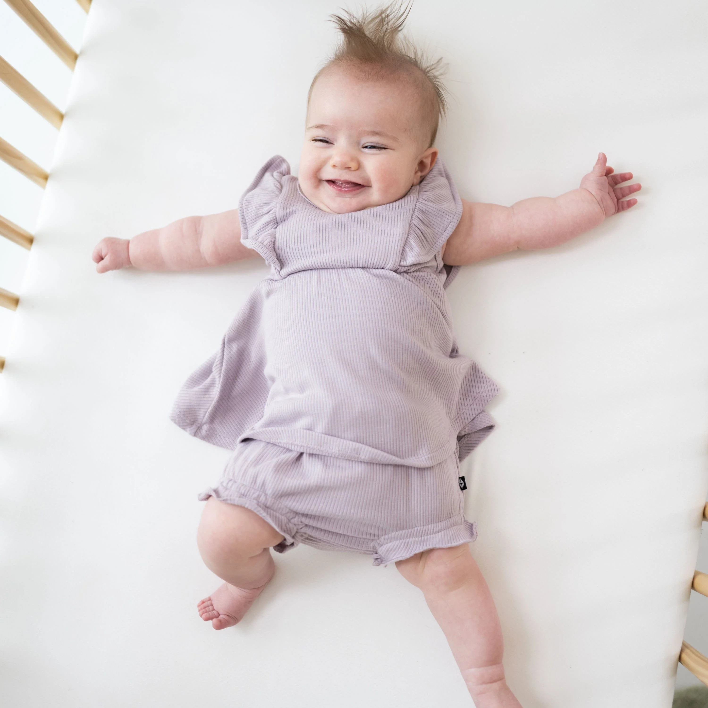 Ribbed Peplum Dress Set in Wisteria | Kyte BABY