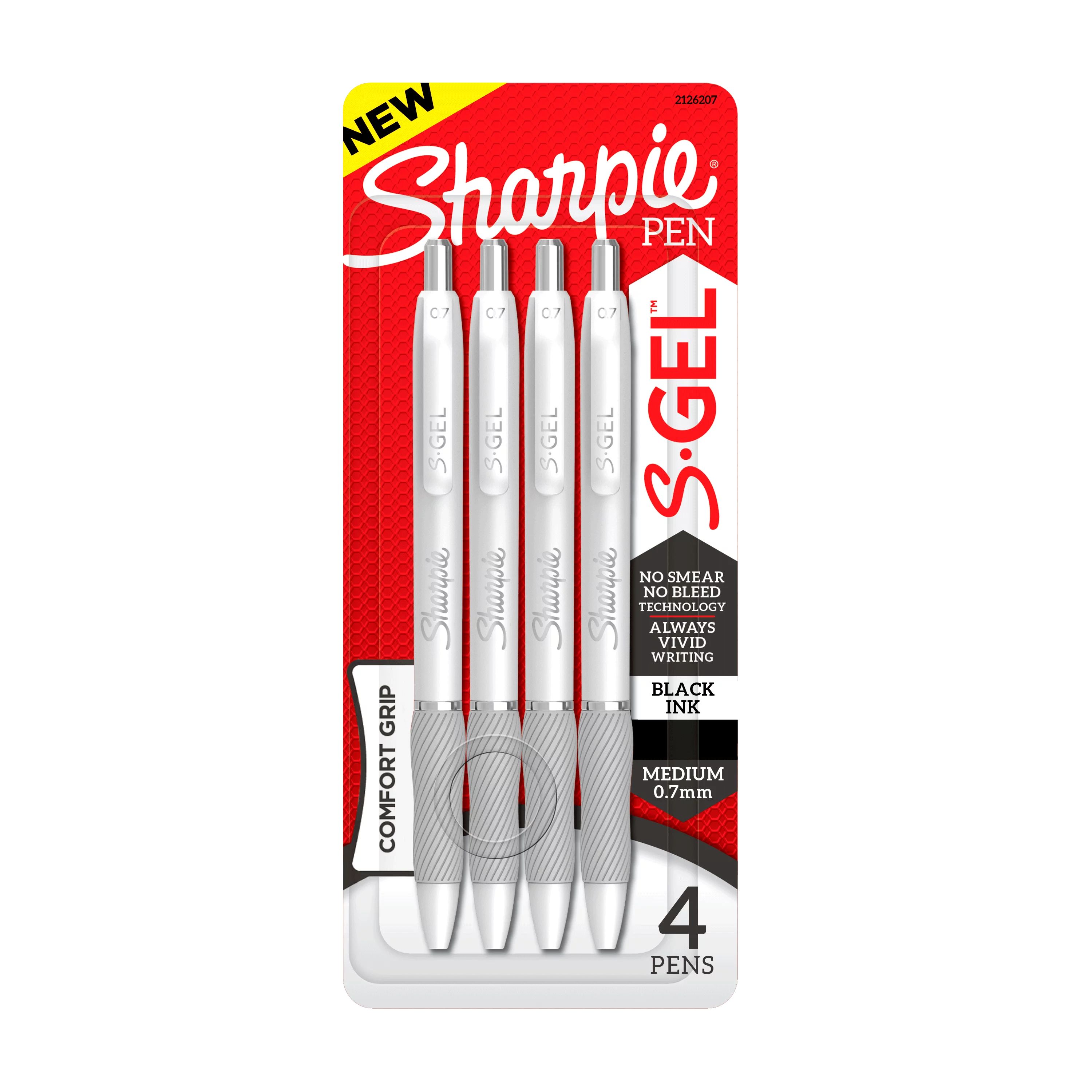 Sharpie S-Gel, Gel Pens, Medium Point (0.7mm), Black Gel Ink Pens, 4 Count | Walmart (US)
