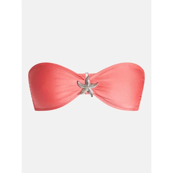 No Boundaries Starfish Brooch Bandeau Bikini Top, Women's XXS-XXL | Walmart (US)