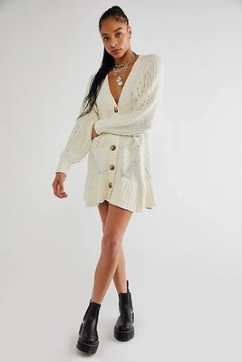 Free People Penelope Mini Sweater Dress Size Large Off White MSRP $168 | eBay US