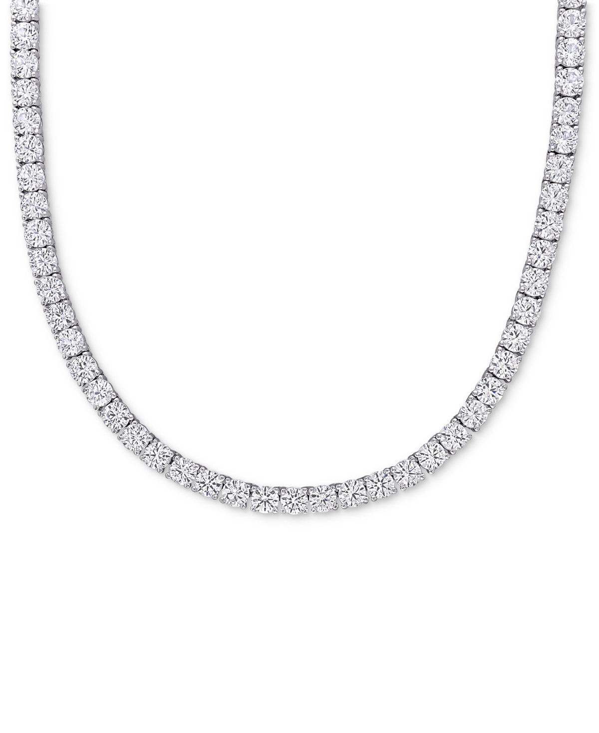 Lab Grown White Sapphire Tennis Necklace (33 ct. t.w.) in Sterling Silver, 18" (Also Available in 18k Gold Plated over Sterling Silver) - Silver | Macy's