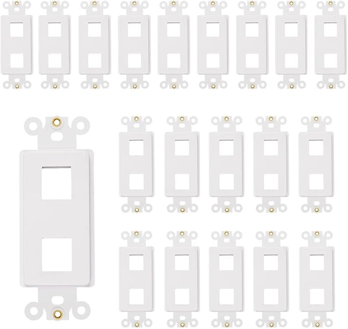 2-Port Decorator Insert with Nut, Wall Plate Adapter, White (2 Port 20 Pack) | Amazon (US)