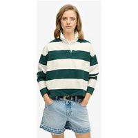 Superdry Athletic Essentials Stripe Rugby Top - Green | Very (UK)