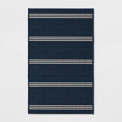 Stripe Outdoor Rug Navy - Threshold™ | Target