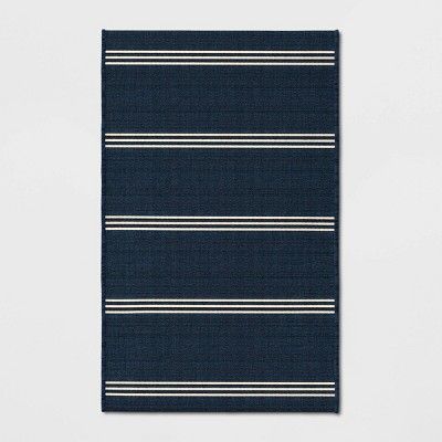 Stripe Outdoor Rug Navy - Threshold™ | Target