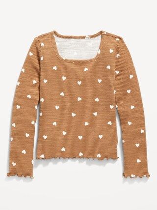 Cozy Rib-Knit Long-Sleeve Printed Top for Girls | Old Navy (US)