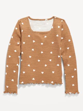 Cozy Rib-Knit Long-Sleeve Printed Top for Girls | Old Navy (US)