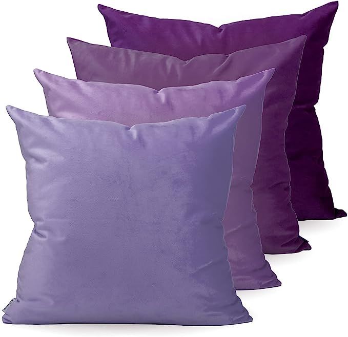 Tayis Decorative Purple Throw Pillow Covers Set of 4 Velvet Soft Gradient Square Cushion Case for... | Amazon (US)