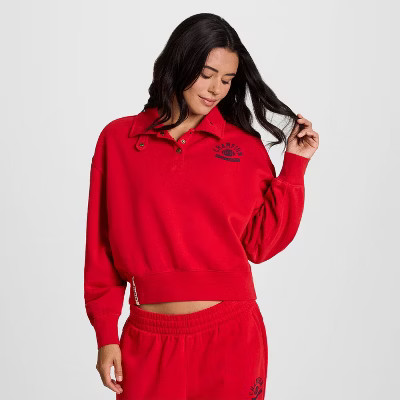 Champion Women's Long Sleeve Fleece 1/4 Snap Cropped Pullover | Target