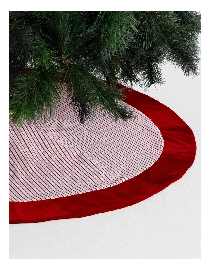 Heirloom Christmas Stripe Tree Skirt 120cm in Red/White | Myer