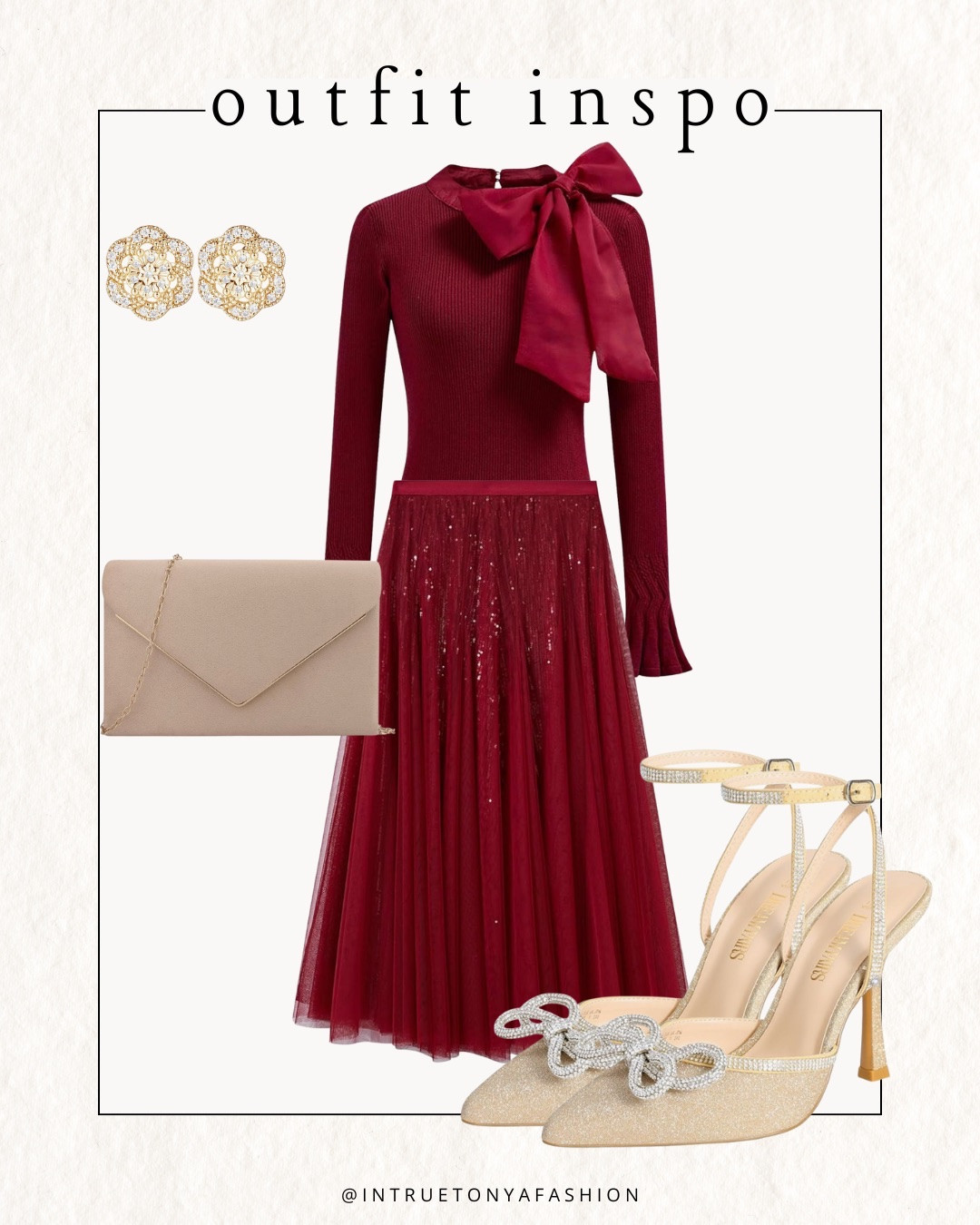 Holiday party outfit with a red bow top, sequin skirt, sparkly heels, clutch purse and earrings 







Christmas party dress | holiday dress | new years eve dress | amazon formal wear | cocktail party dress winter | evening dress | winter wedding guest dress | wedding guest outfit amazon | heels | holiday party dress | amazon formal wear | amazon holiday dresses | holiday cocktail dress | holiday party dress | holiday party outfit | work holiday party | New Year’s Eve outfit | NYE outfit | holiday looks | holiday style 

#LTKHoliday #LTKFindsUnder50 #LTKWedding