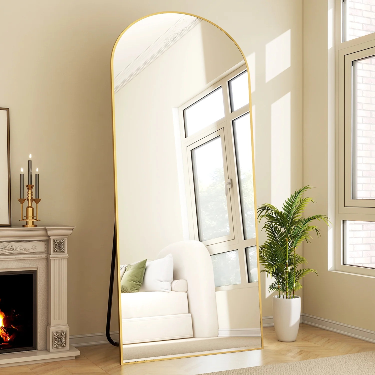 BEAUTYPEAK Full Length Mirror 71"x30" Arched Body Dressing Floor Mirrors for Standing Leaning, Go... | Walmart (US)