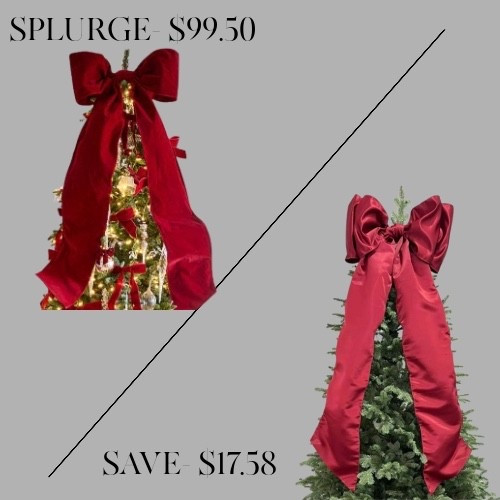Thrifty Thursday find — this gorgeous velvet tree topper bow gives the same luxe look as the designer version for a fraction of the price. The color, the drape, the statement… all without the splurge. Perfect for anyone creating a timeless, elevated holiday look on a budget.

#ThriftyThursday #DesignerDupe #LookForLess #HolidayDecor #ChristmasDecorIdeas #BudgetFriendlyHome #SaveVsSplurge #VelvetBow #TreeTopper #HolidayStyle #NeutralHoliday #LTKHome #LTKHoliday #AffordableDecor #MySweetSavannahStyle

#LTKSeasonal #LTKSaleAlert #LTKHome
