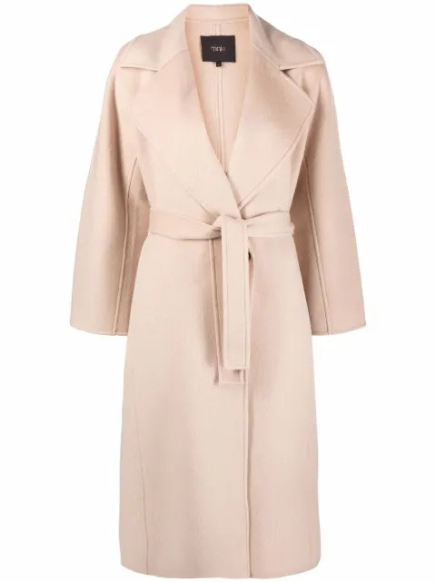 Maje Felted Wool Belted Coat - Farfetch | Farfetch Global