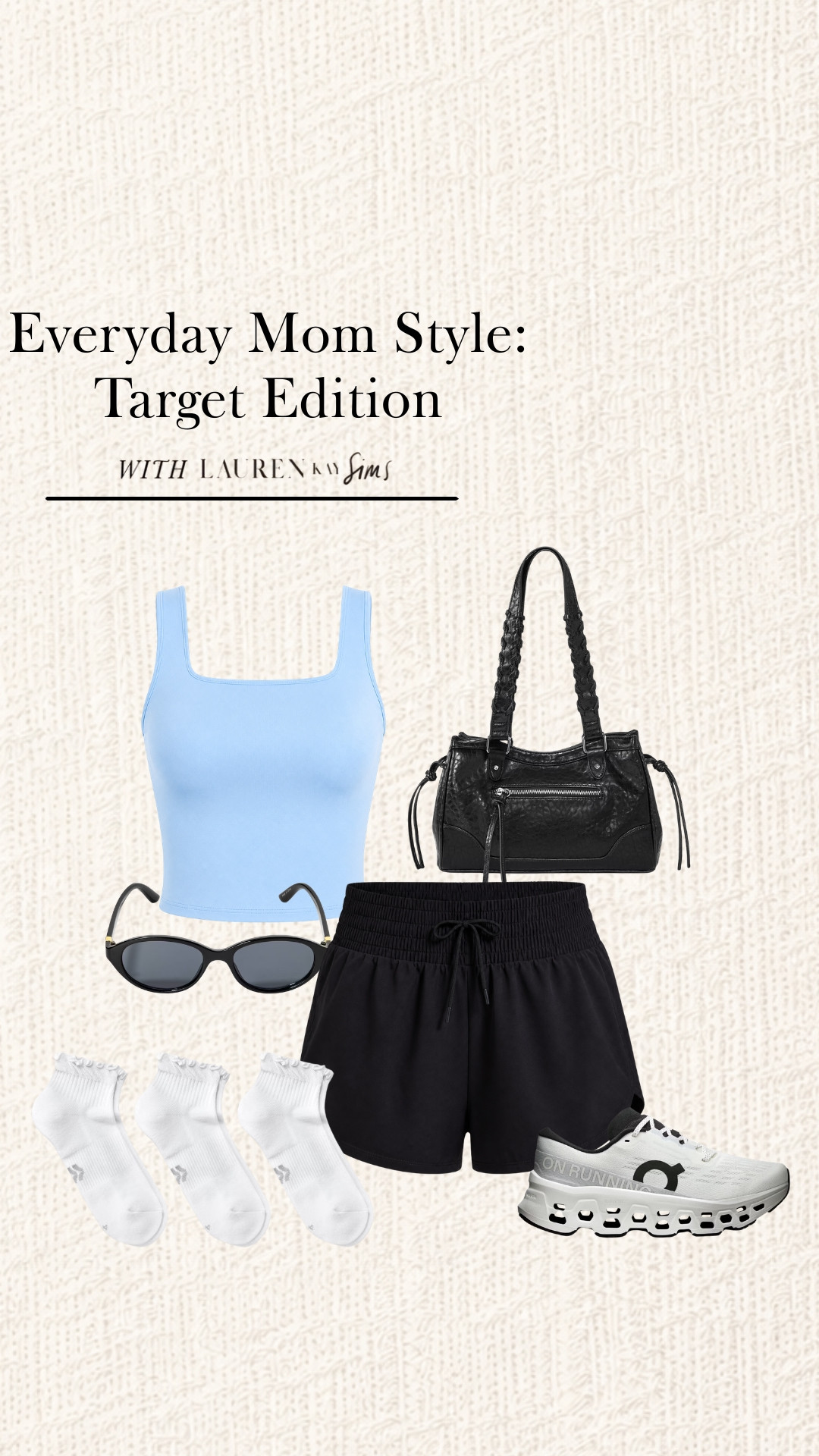 The everyday uniform I can actually keep up in: a soft blue tank, easy black shorts, supportive sneakers, and a roomy tote. 

 #LTKootd #LTKmomlife #LTKActive