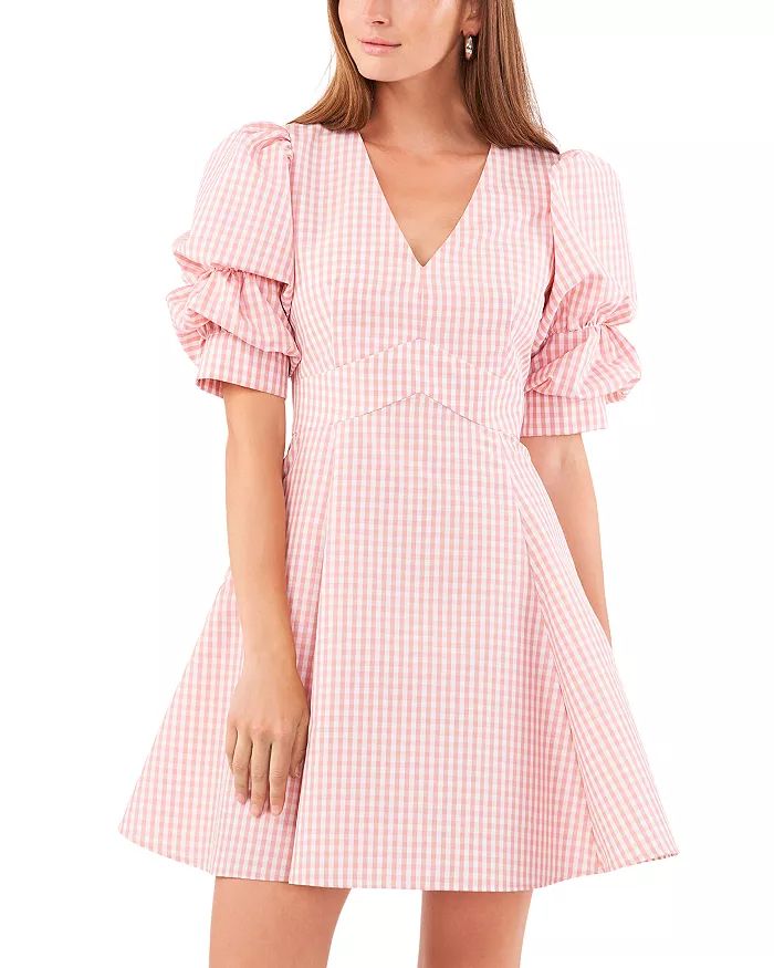 Puff Sleeve V Neck Mini Dress | Bloomingdale's (US)