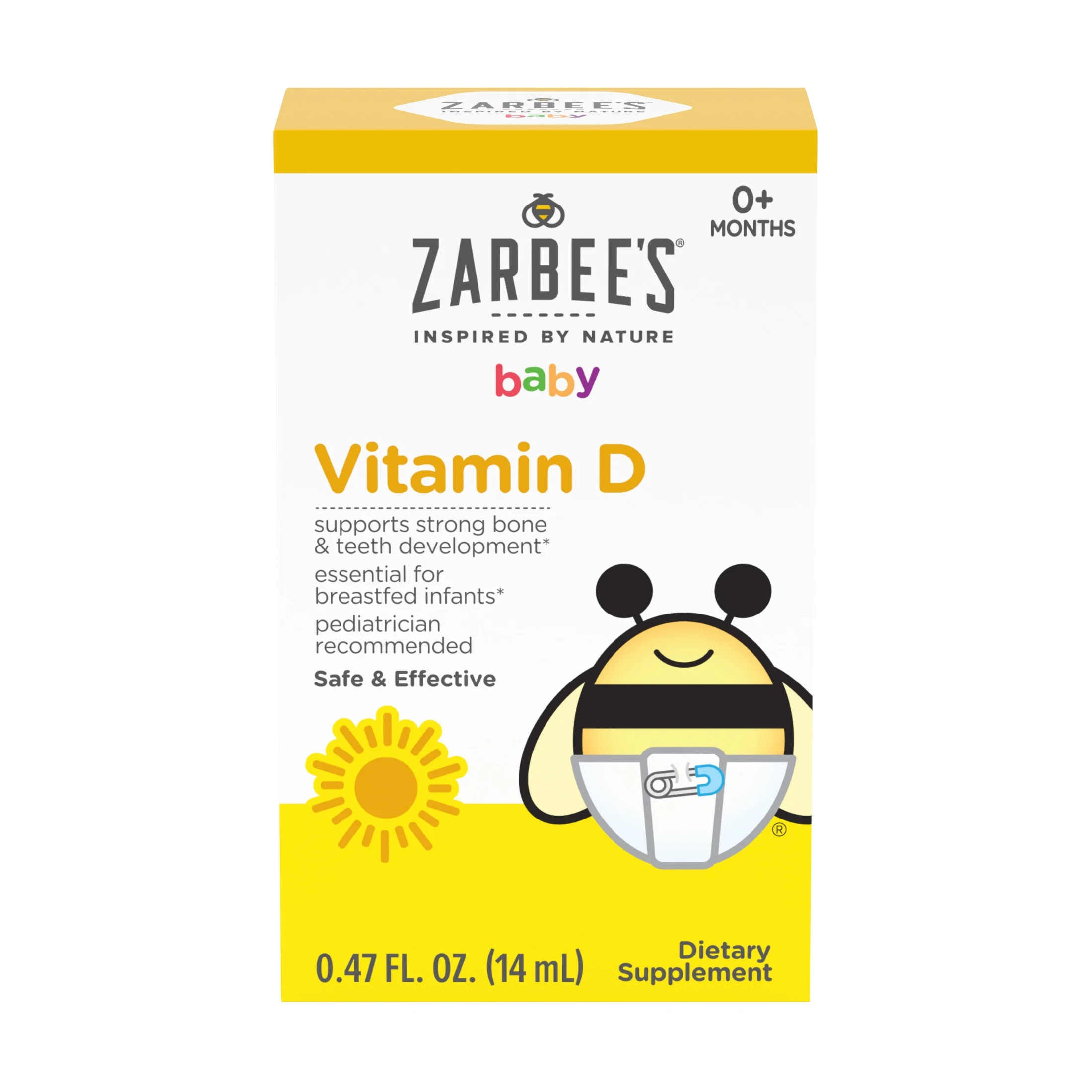 Zarbee's Vitamin D Drops for Infants, 400IU (10mcg) Baby & Toddler Liquid Supplement, Newborn & U... | Walmart (US)