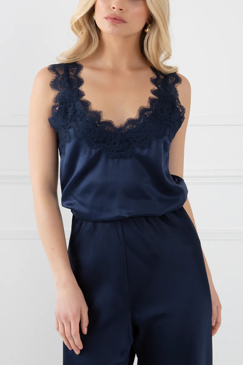 The Becky | Bra Friendly Navy Silk Cami | Sinead Keary