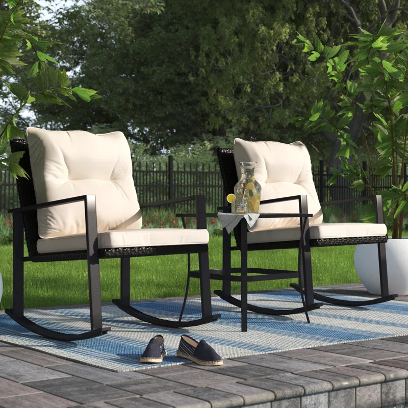 Hansley Square 2 - Person 17.71'' Long Bistro Set with Cushions | Wayfair North America