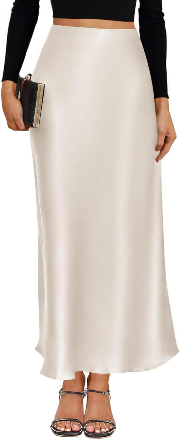 VividMosaic 2026 Satin High Waisted Maxi Skirt Silk A-Line Spring Summer Casual Long Skirts for W... | Amazon (US)