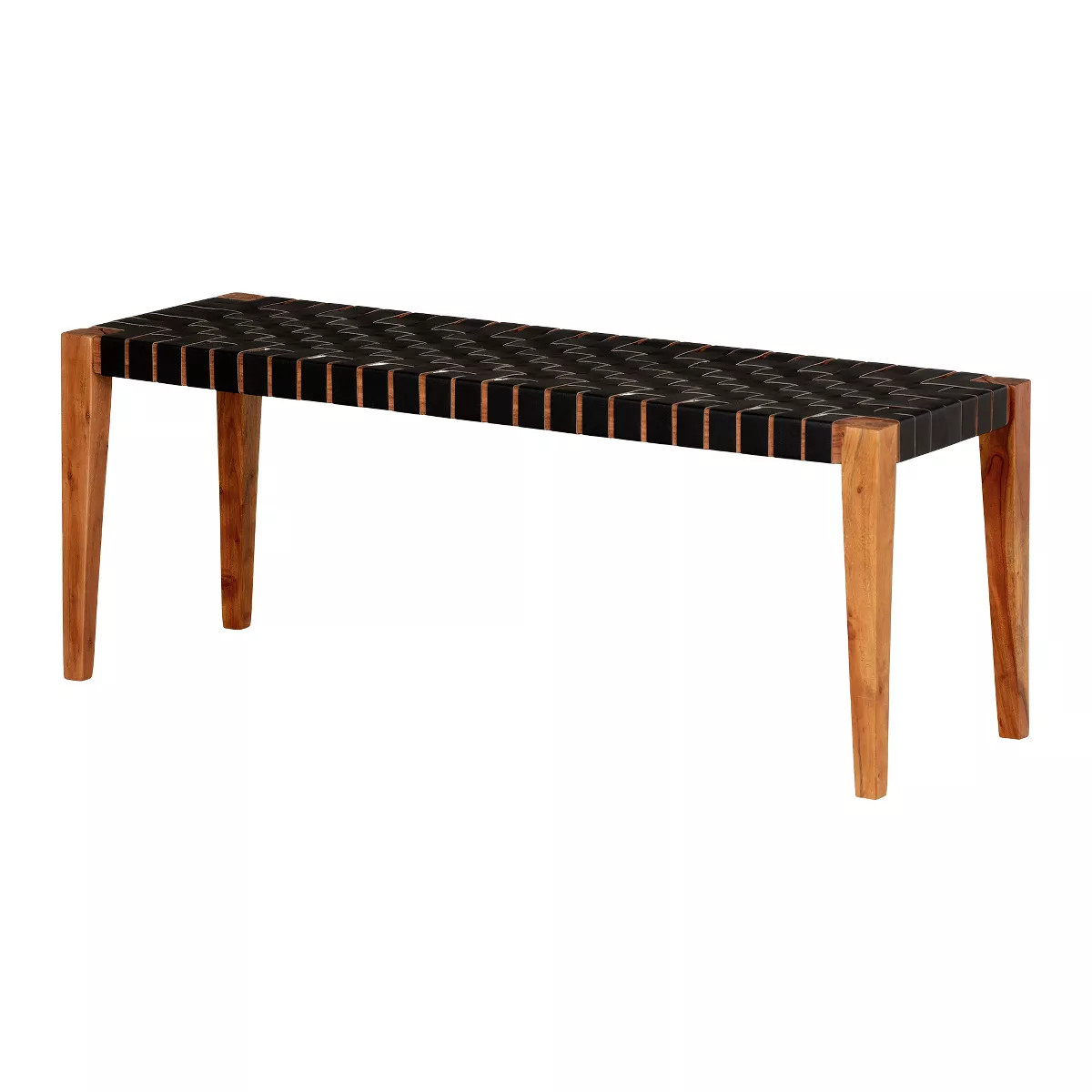 Balka Woven Leather Bench Matte Black - South Shore | Target
