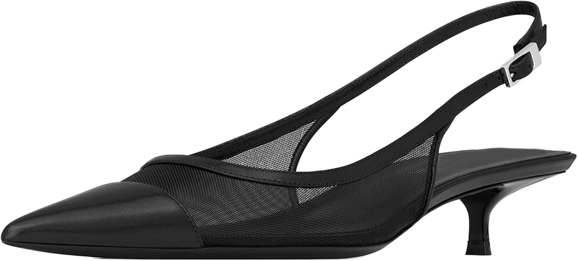 olomisa Mesh Slingback Pumps for Women,Kitten Heels with Pointed Toe Low Heel Sandals Ankle Strap... | Amazon (US)