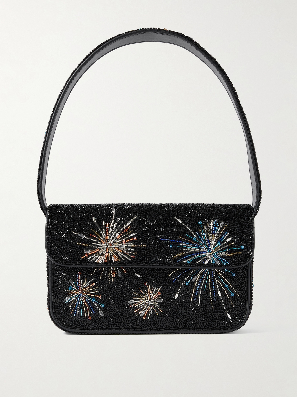 STAUD - Tommy Bead-embellished Satin Shoulder Bag - Black | NET-A-PORTER (US)