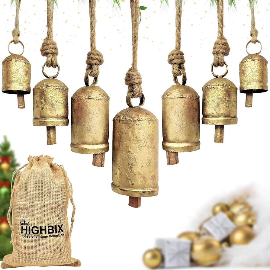 HIGHBIX Set of 7 Harmony Cow Bells Vintage Handmade Rustic Lucky Christmas Hanging Bells Set on J... | Amazon (US)