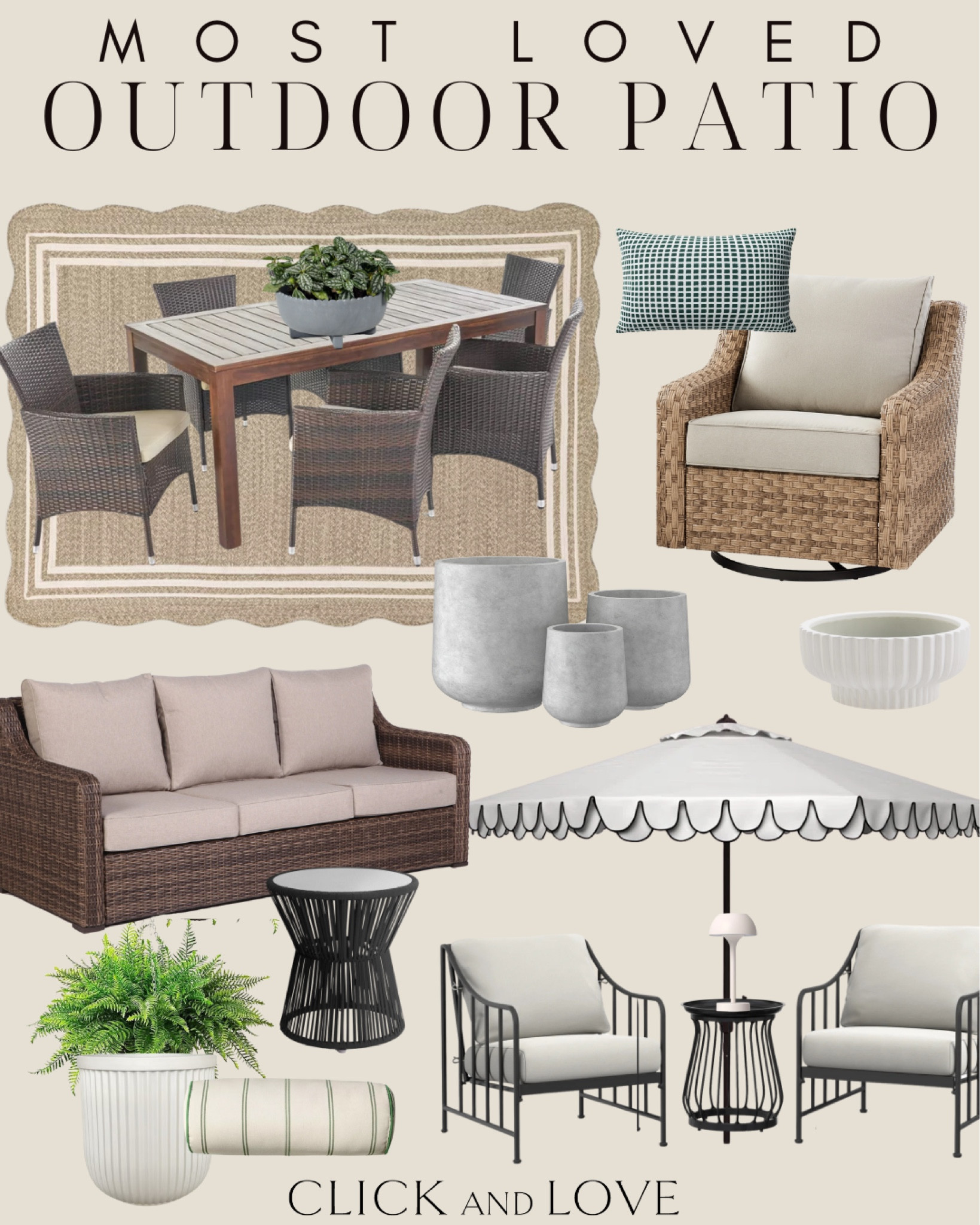 Most Loved outdoor patio finds to refresh any space! I love this Walmart set that I have on my front porch. And grab these great look for less planters to make a statement on a budget!

Patio finds, outdoor decor, patio set, planter, faux ferns, outdoor style, porch decor, front porch, back porch, umbrella, patio umbrella, accent table, side table, side chair, outdoor lighting, throw pillow, accent pillow, outdoor rug, patio finds, Walmart patio, Target patio, rechargable lamp

#LTKSeasonal #LTKStyleTip #LTKHome