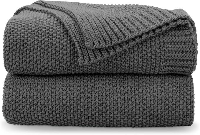 CozeCube Dark Grey Throw Blanket for Couch, Soft Cozy Cable Knit Throw Blanket for Bed Sofa Livin... | Amazon (US)