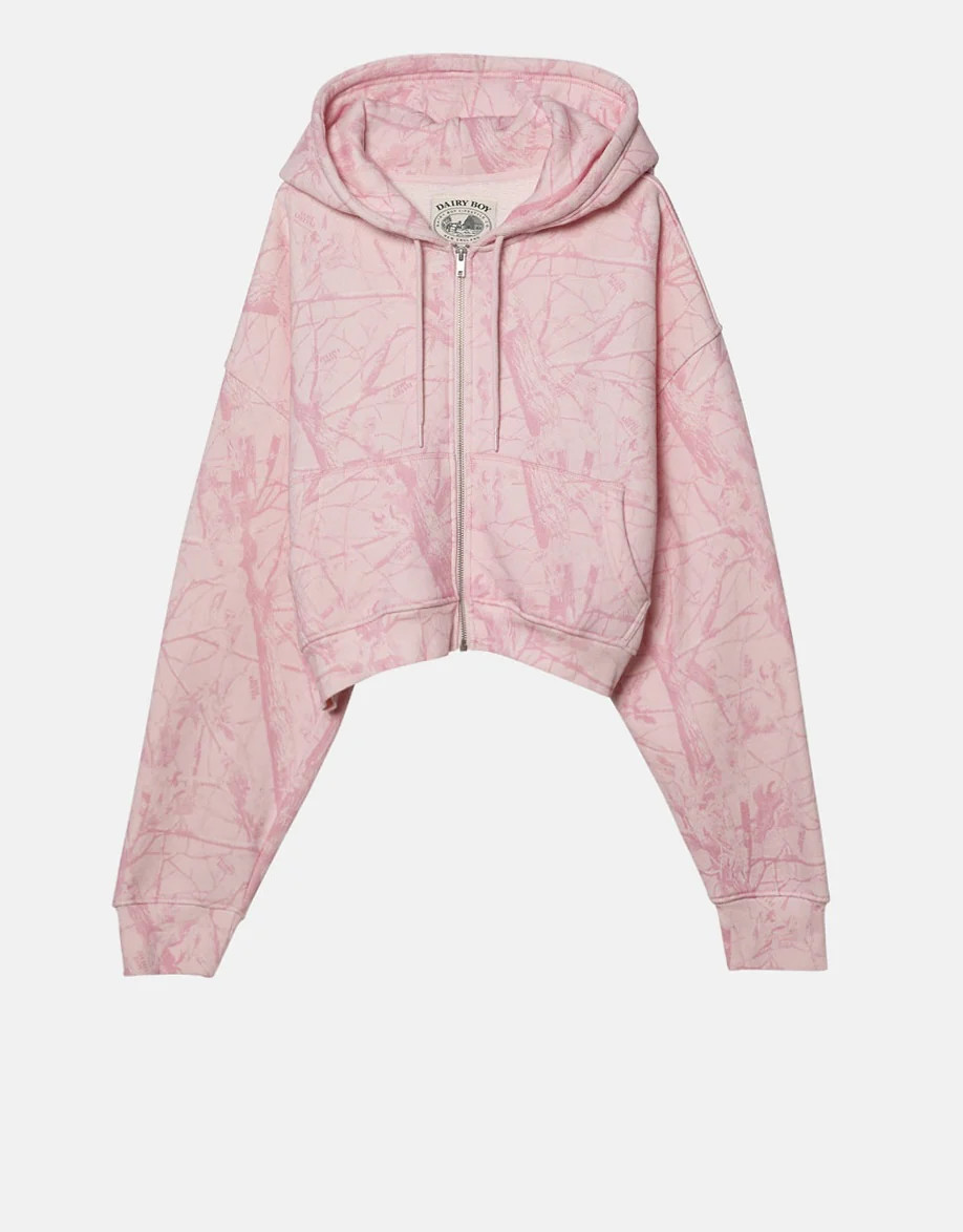 Bubblegum Camo Cropped Zip Hoodie | Dairy Boy