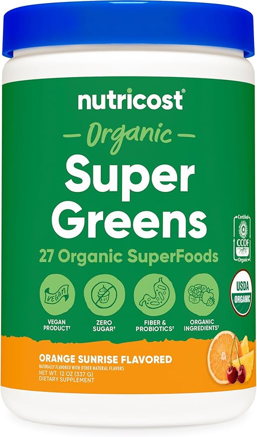 Nutricost Organic Super Greens Powder (30 Servings) Orange Sunrise Flavor - Superfood Supplement ... | Amazon (US)