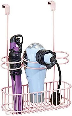 mDesign Over Door Bathroom Hair Care & Hot Styling Tool Organizer Storage Basket for Hair Dryer, ... | Amazon (US)