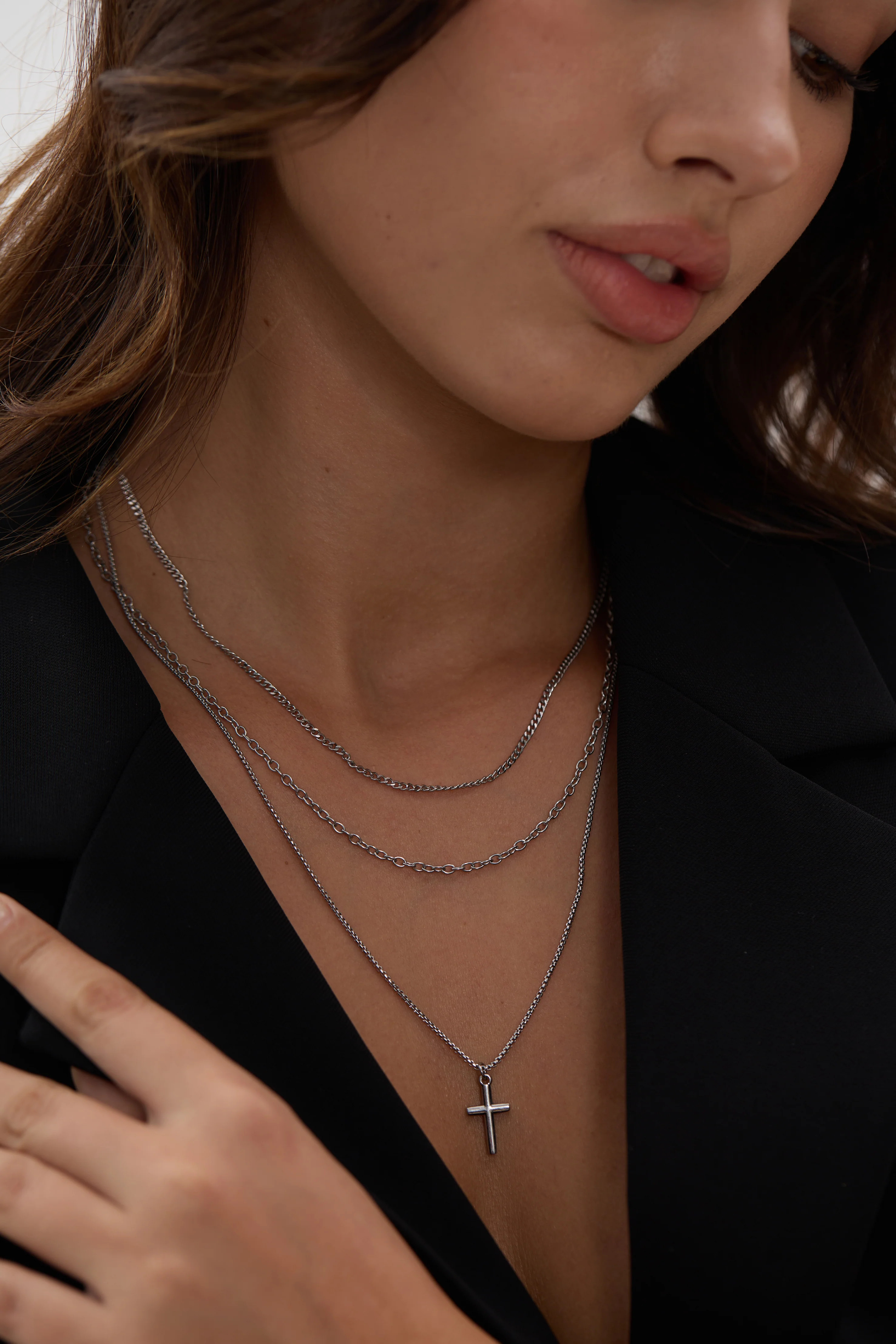 Silver Layered Cross Necklace | Victoria Emerson