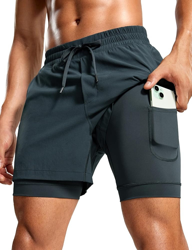 CRZ YOGA 2 in 1 Mens Athletic Shorts 5'' with Liner Quick Dry Lightweight for Running Sports Gym ... | Amazon (US)