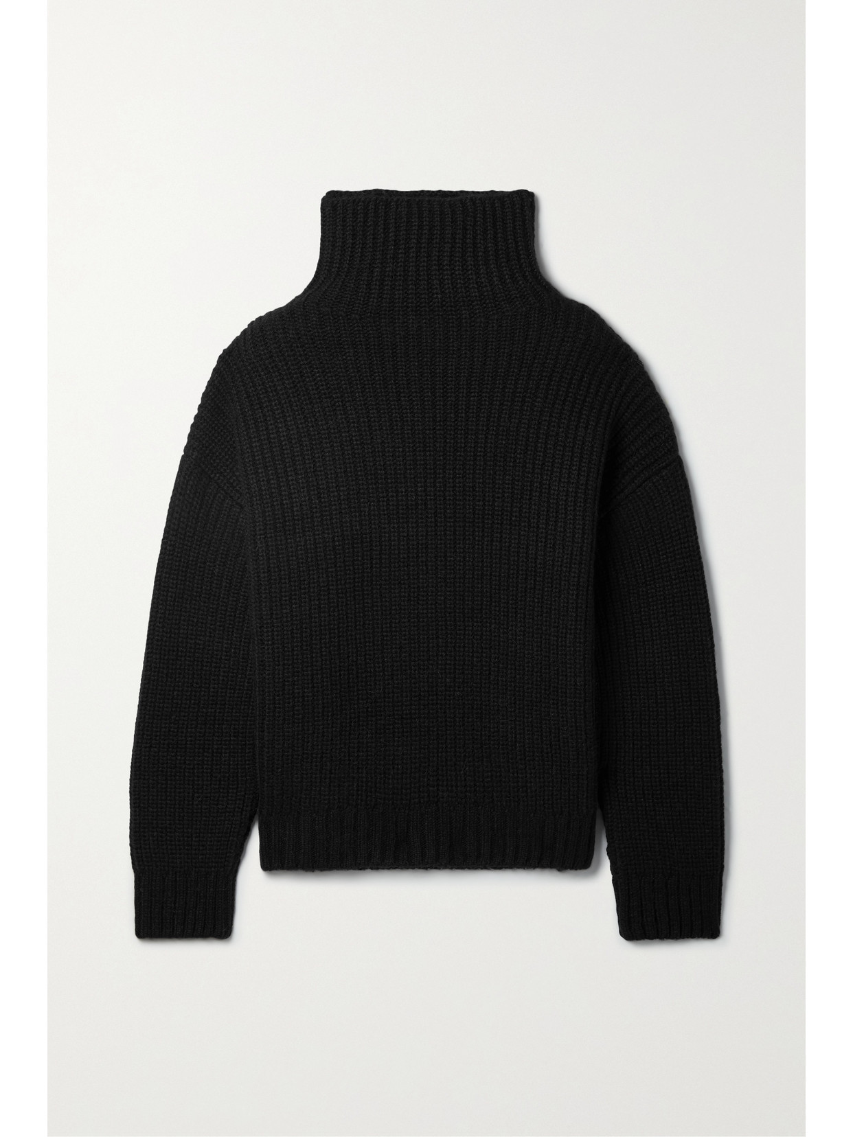 Anine Bing - Sydney Oversized Ribbed-knit Turtleneck Sweater - Black | NET-A-PORTER (US)