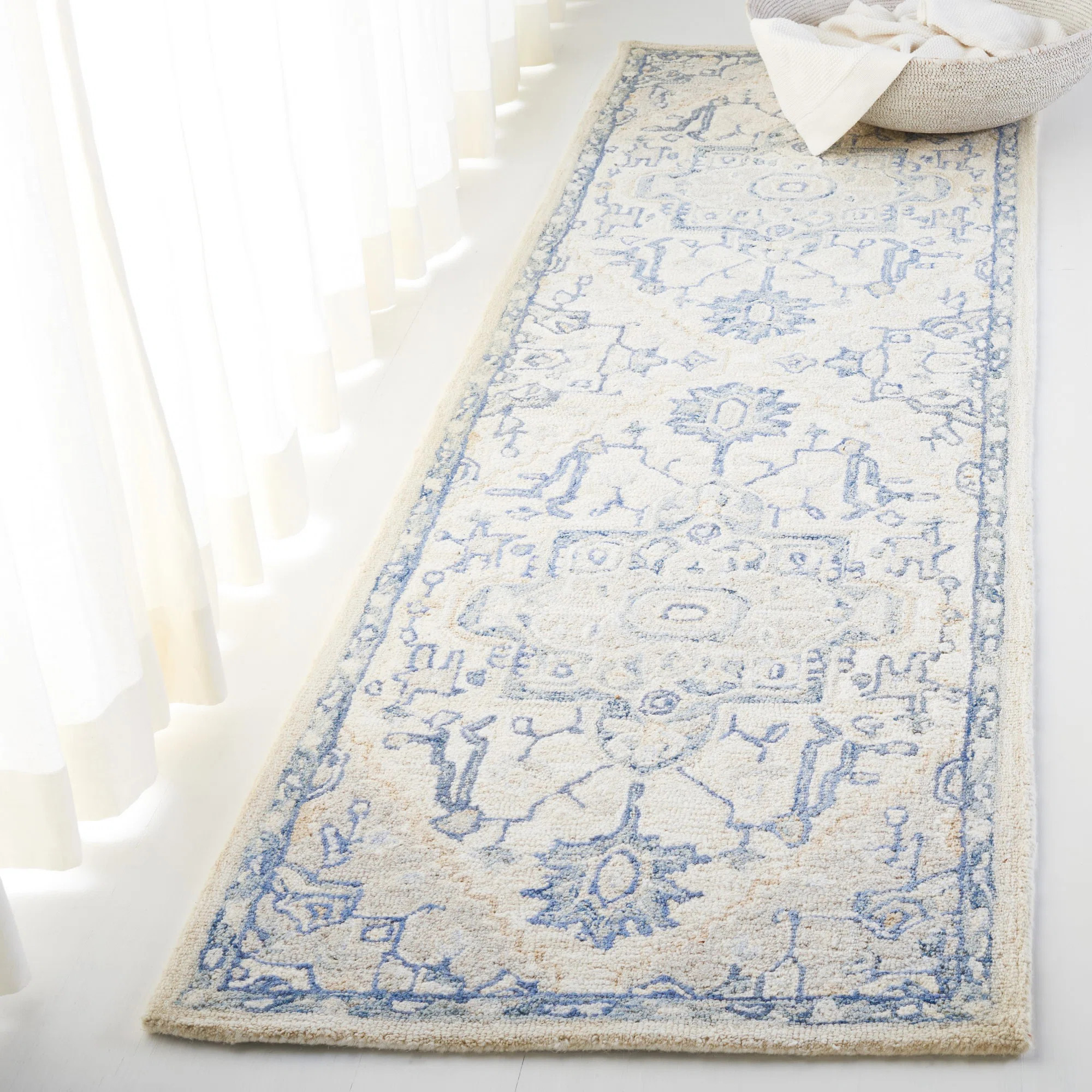 Lauren Ralph Lauren Hand Tufted Wool/Cotton Oriental Rug in Ivory/Blue | Wayfair North America