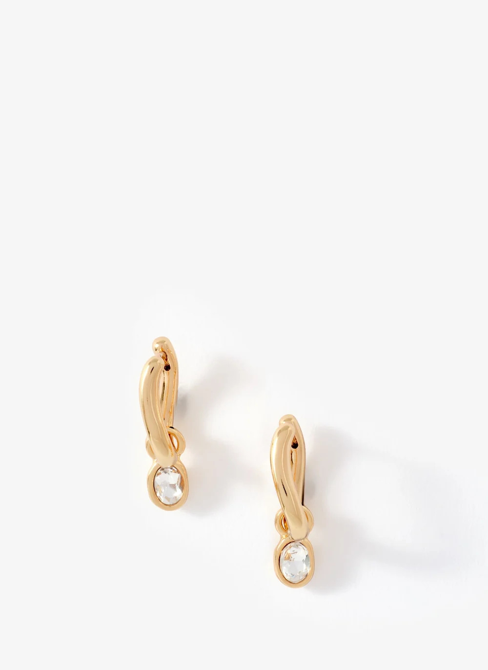 Gold Tone Crystal Drop Hoop Earrings | Mint Velvet