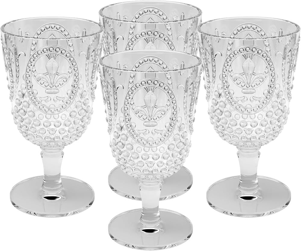 elle decor Acrylic Wine Goblets | Set of 4, 15-Ounce | Unbreakable Acrylic Wine Glasses | Reusabl... | Amazon (US)