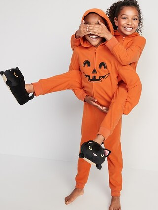 Gender-Neutral Halloween Microfleece Hooded One-Piece Pajamas for Kids | Old Navy (US)