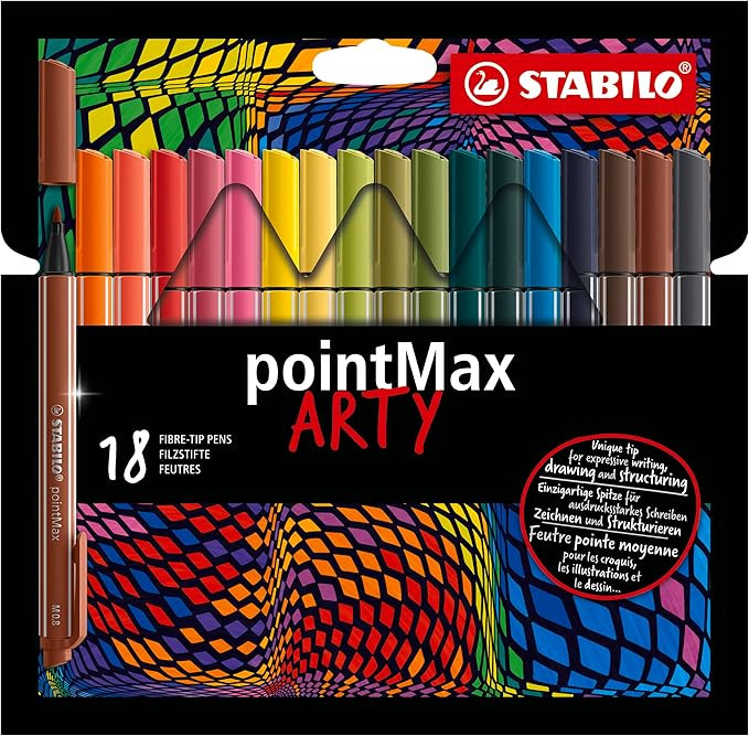 STABILO pointMax Arty Lot de 18 feutres fins Couleurs assorties | Amazon (FR)