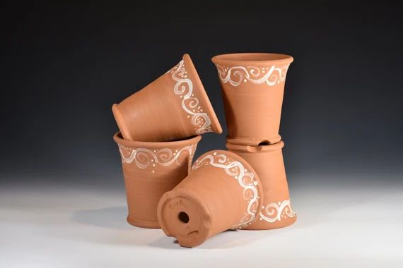 Hand Thrown Terracotta Planters. Set of 5. 2 Long Toms. - Etsy | Etsy (US)