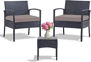 Leasbar Outdoor Chairs Set Bistro Set 3 Pieces Patio Conversation Set Furniture Set for Small Bal... | Amazon (US)