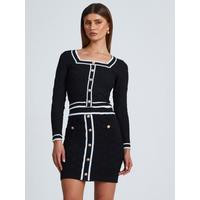 Quiz Black Knit Contrast Trim Skirt | Very (UK)