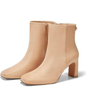 Coutgo Women's Square Toe Ankle Boots Chunky Block Heel Side Zipper Booties Faux Suede Winter Sho... | Amazon (US)